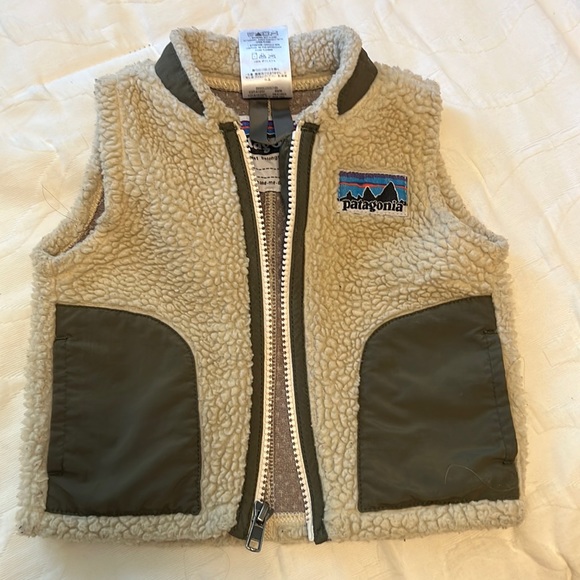Patagonia Other - Patagonia Baby Retro X Cream Fleece and Olive Green Vest Size 6 months Used